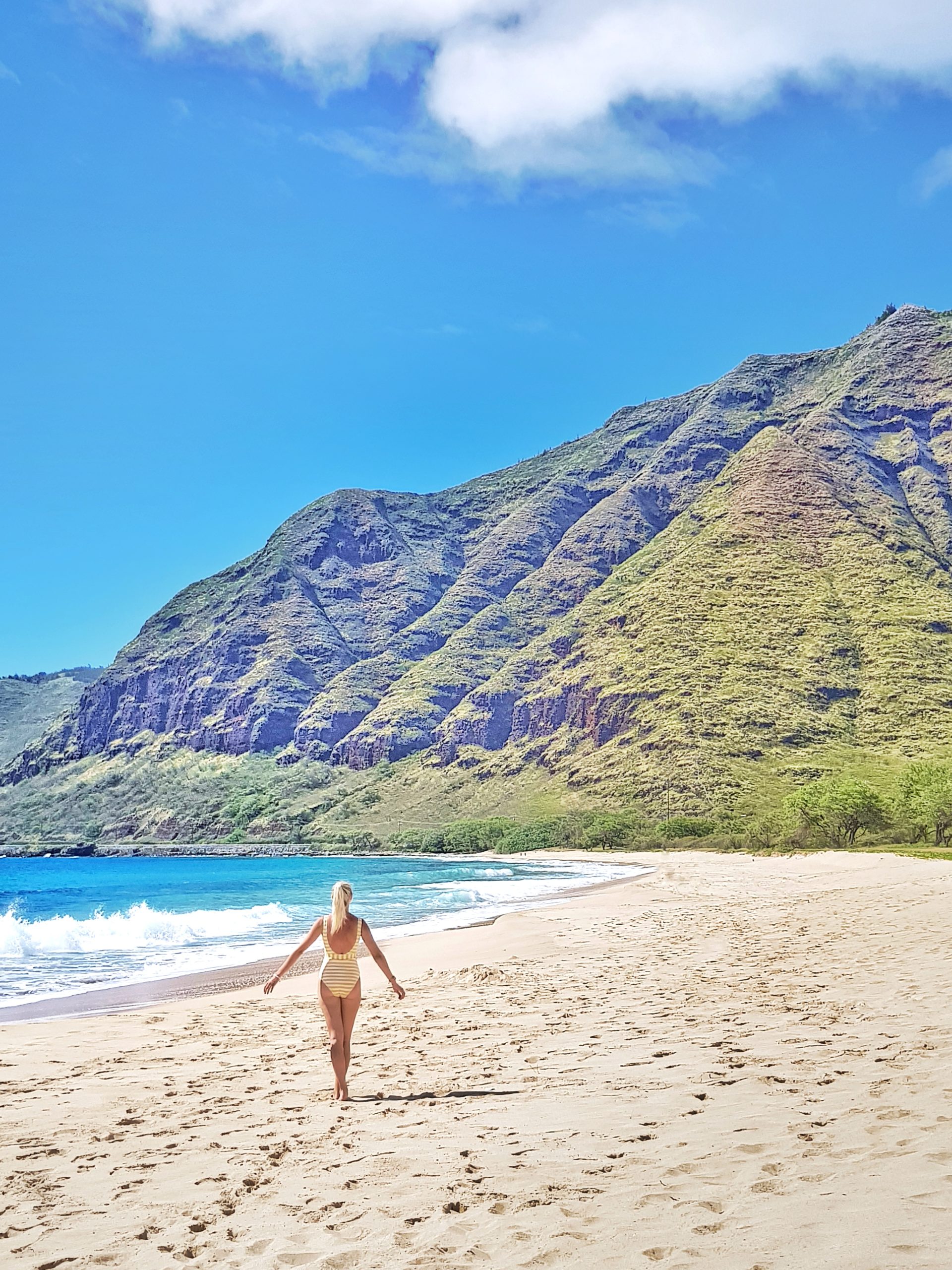 Insel, Oahu, Hawaii, Beach, Westküste, Makua Beach, Strand