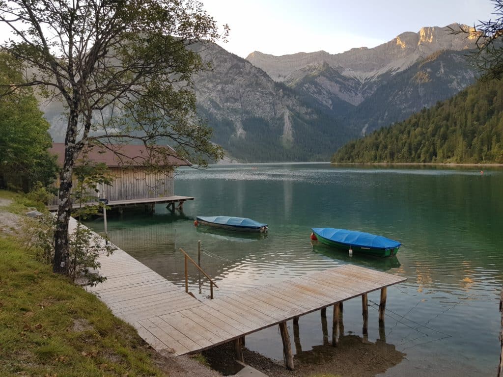 Plansee, Bootshütte, Sonnenaufgang, Berge, Tirol, Reutte