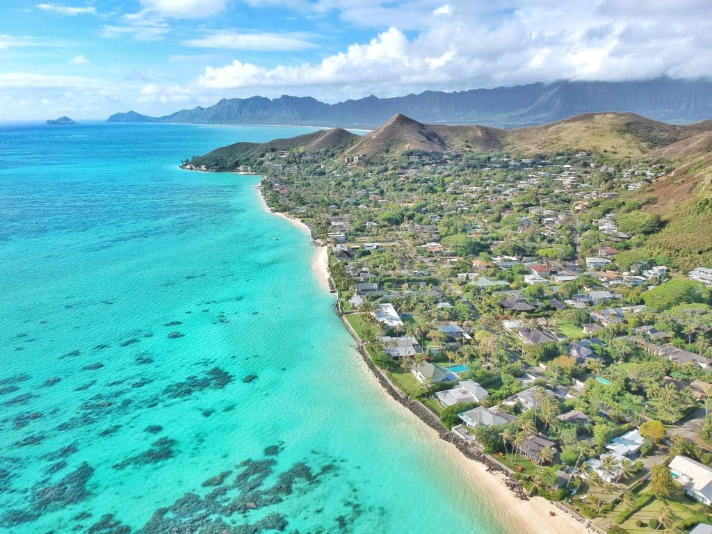 Lanikai Beach, Oahu, Hawaii, Kailua, Drohnenfoto, Strand